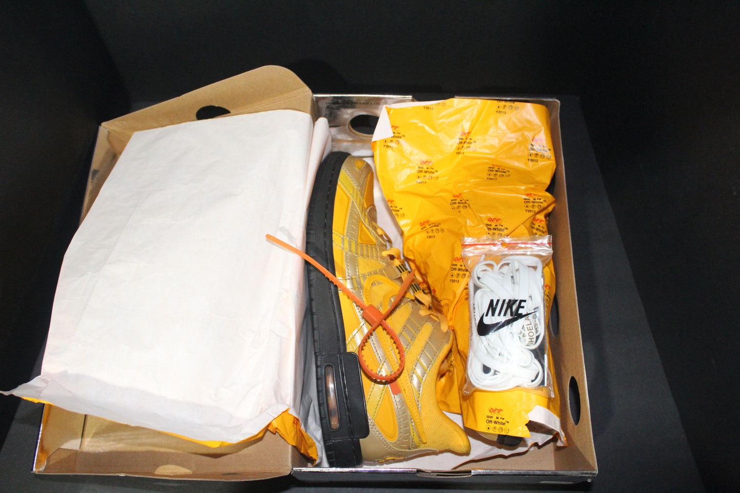 Size 10 - Nike Air Rubber Dunk “Off-White University Gold”*VNDS*