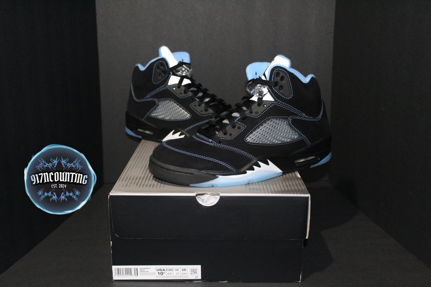 Size 10.5 - Air Jordan 5 Retro “Black/University Blue” - DD0587-008