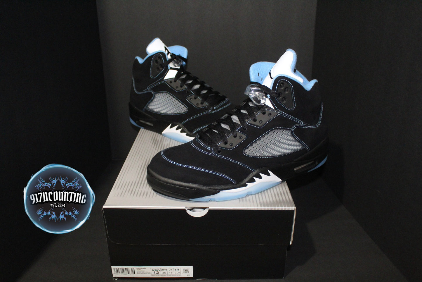 Size 12 - Air Jordan 5 Retro Black University Blue - DD0587-008