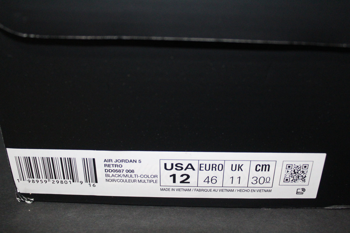 Size 12 - Air Jordan 5 Retro Black University Blue - DD0587-008
