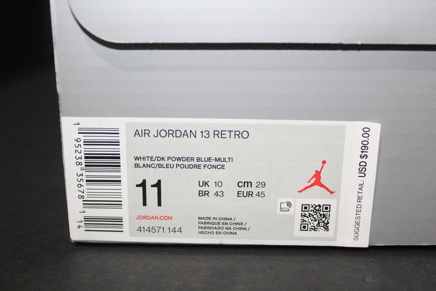 Size 11 - Air Jordan 13 Retro Obsidian White Powder Blue - 414571-144