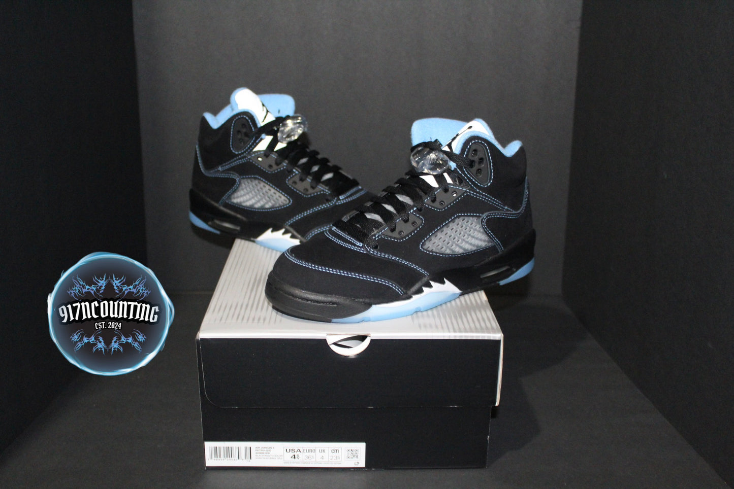 Size 4.5Y - Air Jordan 5 Retro “Black/University Blue” - 440888-008