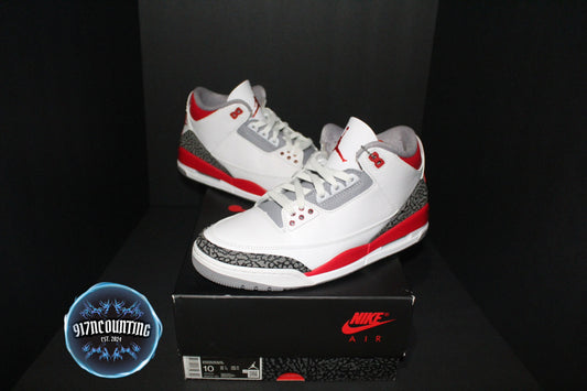 Size 10 - Air Jordan 3 Retro “Fire Red” *VNDS*