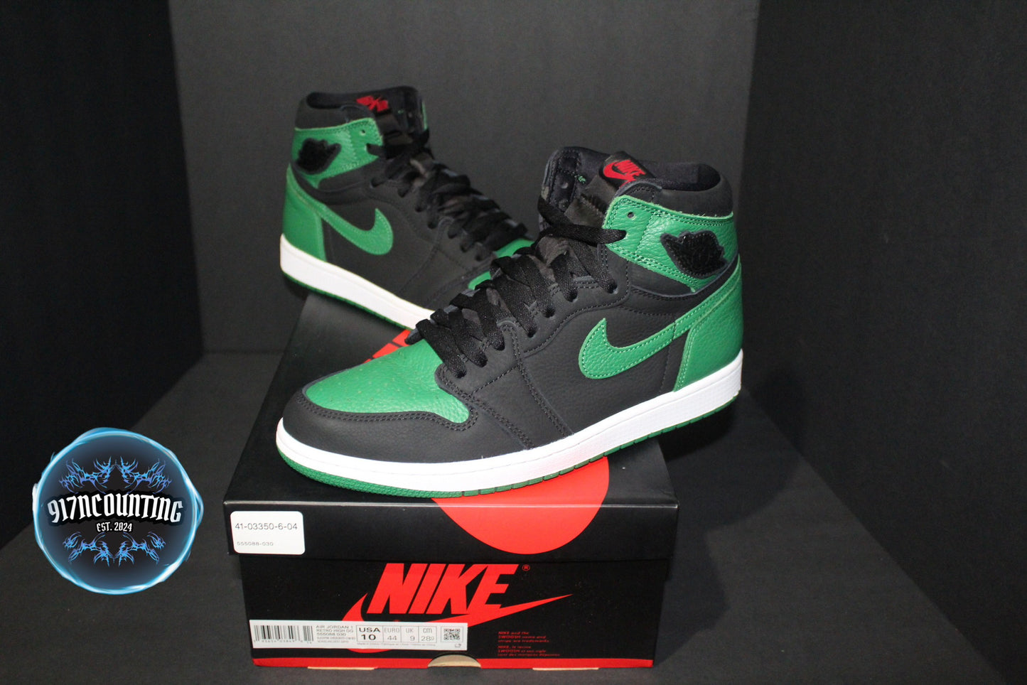 Size 10 - Air Jordan 1 Retro High Pine Green Black 2.0 - 555088-030