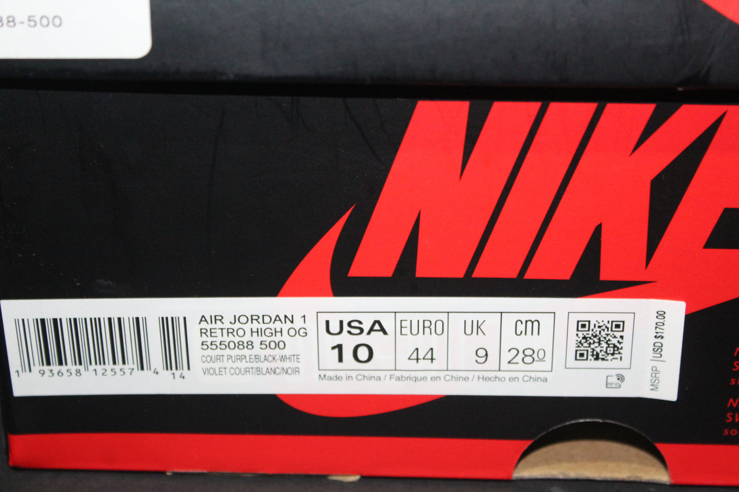 Size 10 - Air Jordan 1 Retro High Court Purple 2.0 - 555088-500